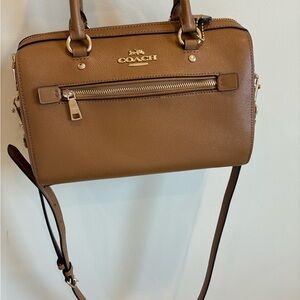 Coach Light Saddle BrownLeather Rowan Boston Bag crossgrain